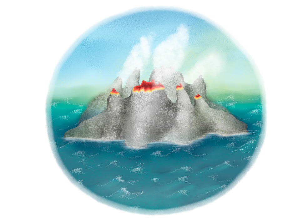 Vulkanfelsen im Meer